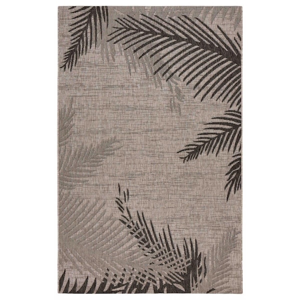 Palacedesigns 5 x 7 ft. Beige Palm Leaves Indoor & Outdoor Area Rug PA3663894 - main